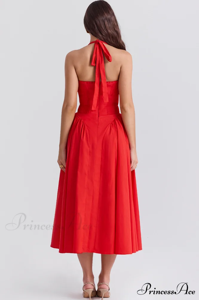 Adabella Cotton Stylish Halter Midi Sundress - Image 41