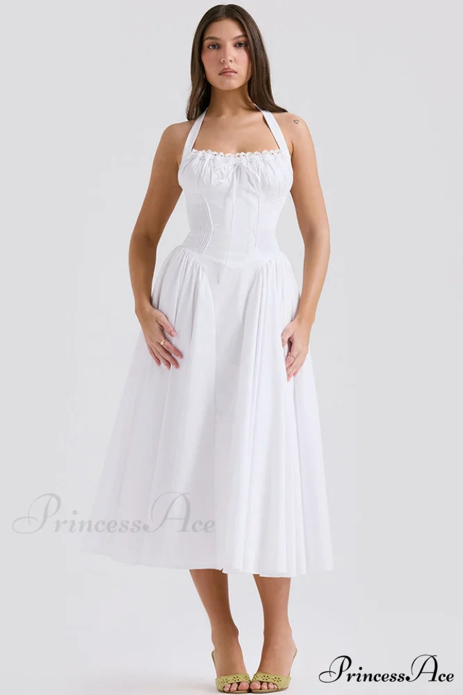 Adabella Cotton Stylish Halter Midi Sundress - Image 5