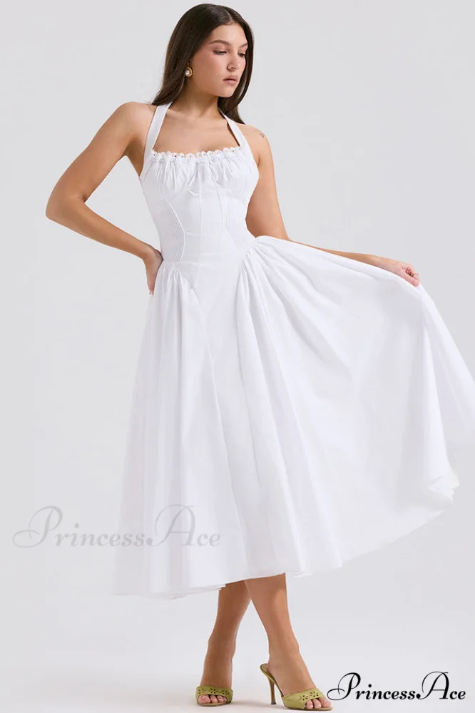 Adabella Cotton Stylish Halter Midi Sundress - Image 6