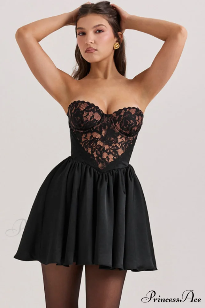 Jadore Lace And Charming Satin Mini Dress - Image 2
