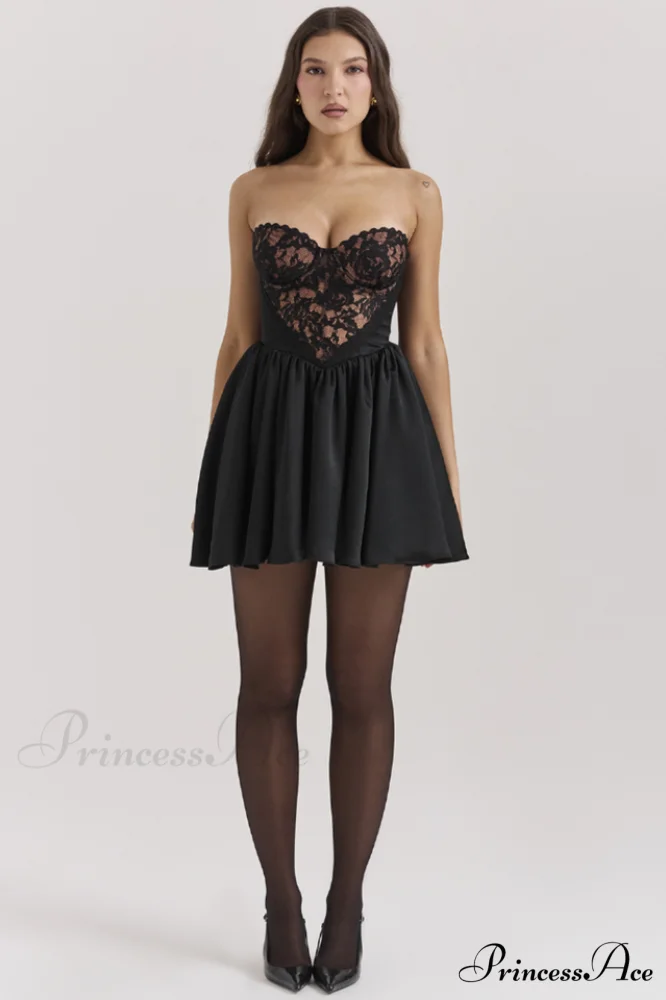 Jadore Lace And Charming Satin Mini Dress - Image 4