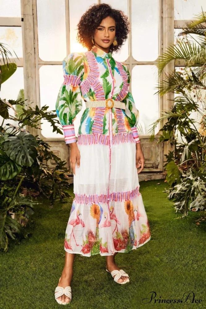 Alina Floral Lantern Charming Sleeve Maxi Dress - Image 2