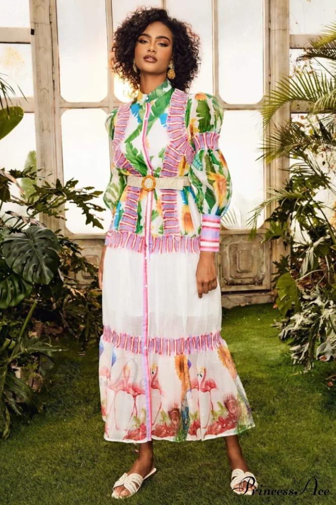 Alina Floral Lantern Charming Sleeve Maxi Dress - Image 3