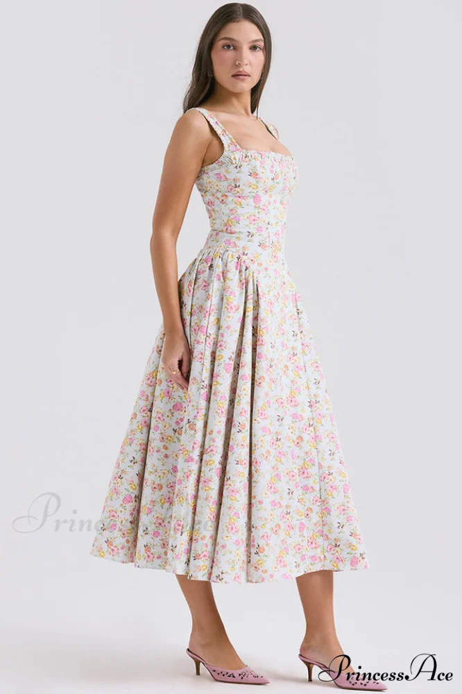 Dorothy White Stylish Rosebud Print Sundress - Image 4