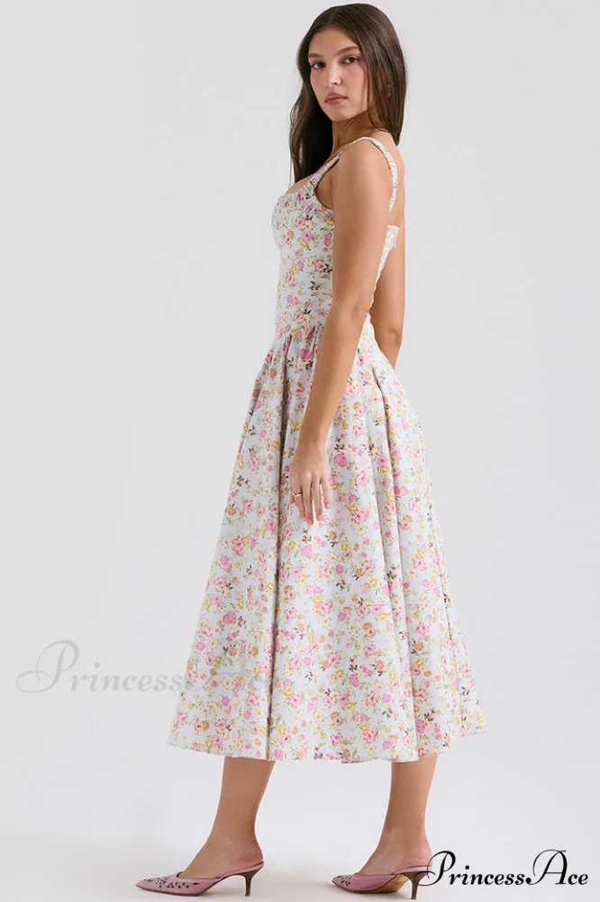Dorothy White Stylish Rosebud Print Sundress - Image 5