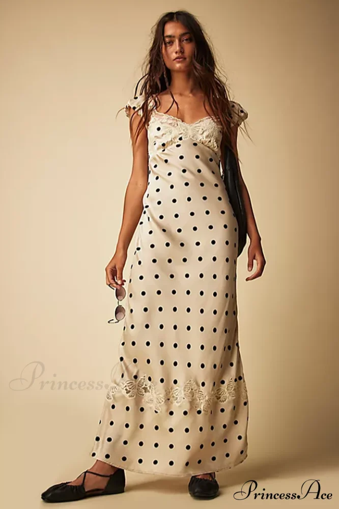 Fashion Babe Lace Charming Polka Dot Maxi Dress - Image 4