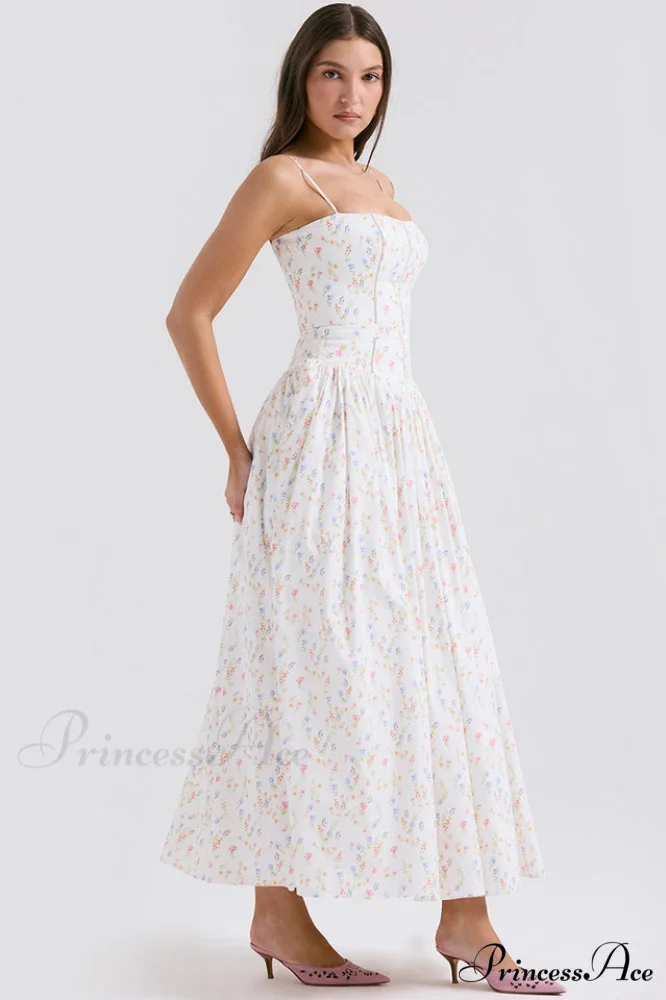 Isabella White Stylish Cotton Sundress - Image 10