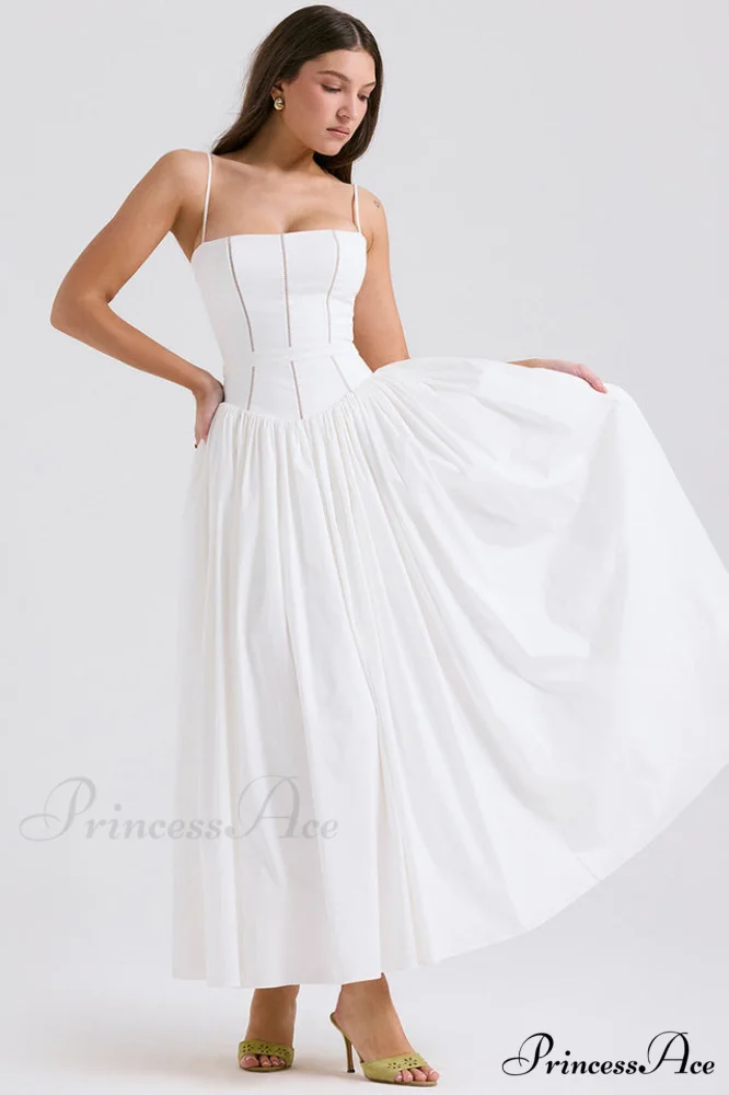 Isabella White Stylish Cotton Sundress - Image 2