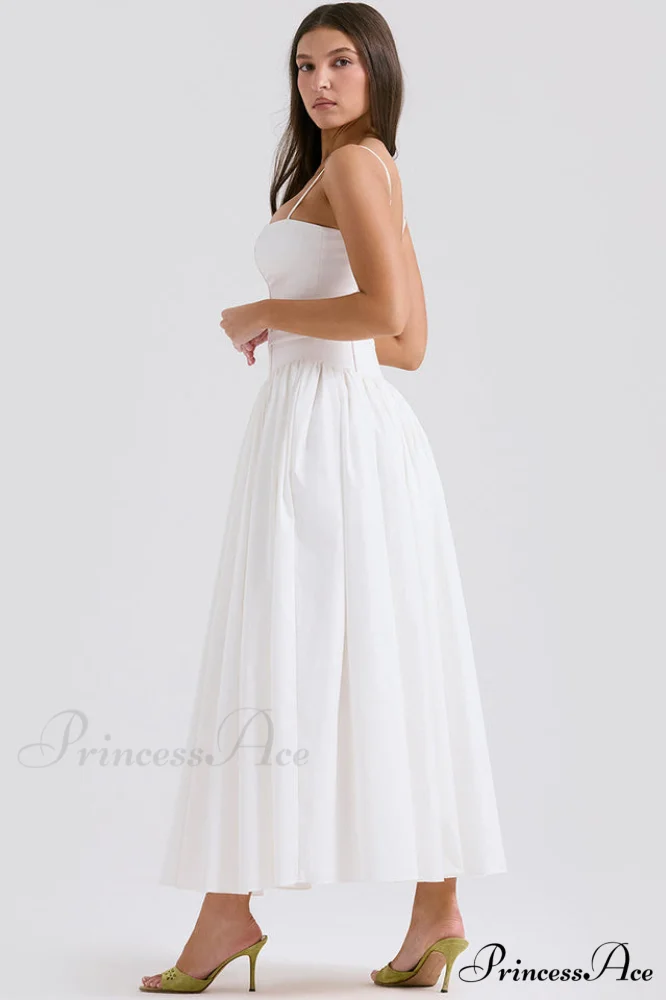 Isabella White Stylish Cotton Sundress - Image 3