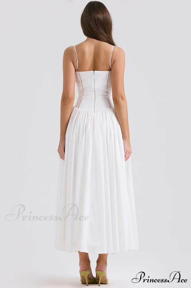Isabella White Stylish Cotton Sundress - Image 4