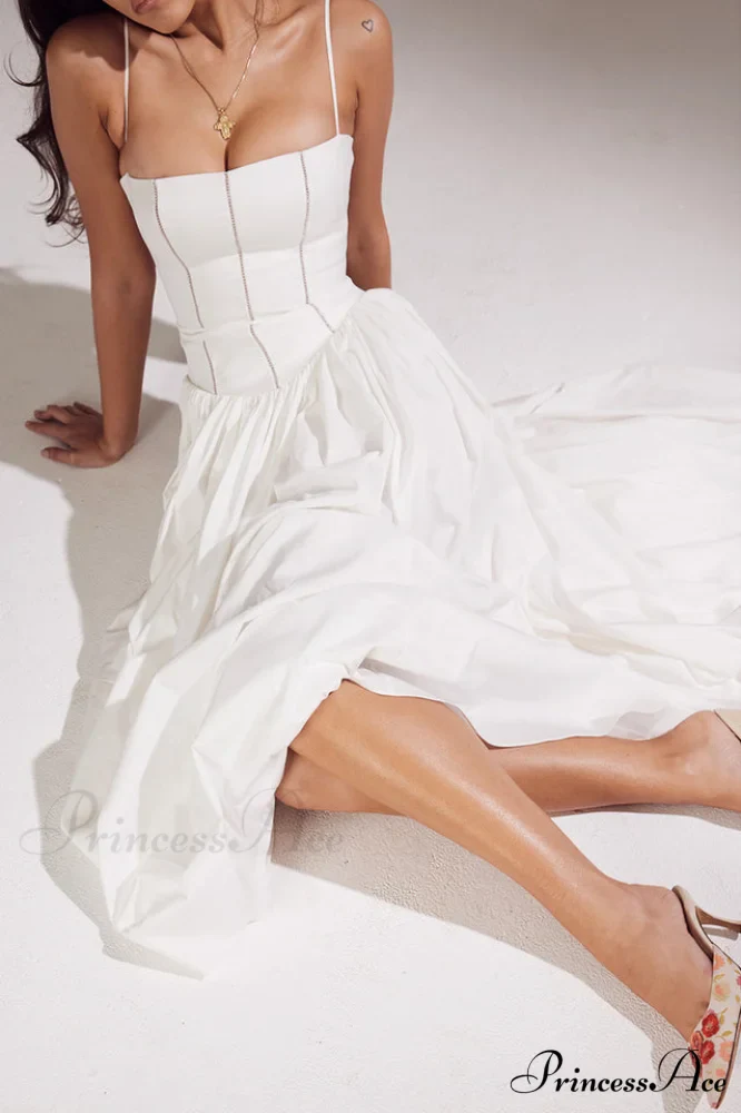 Isabella White Stylish Cotton Sundress - Image 5