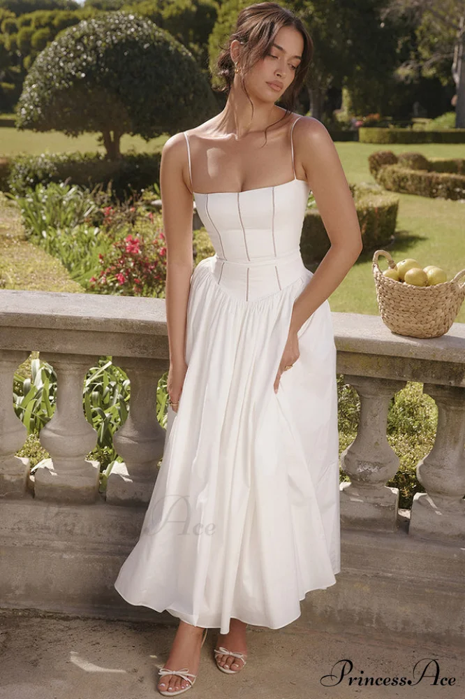 Isabella White Stylish Cotton Sundress - Image 7