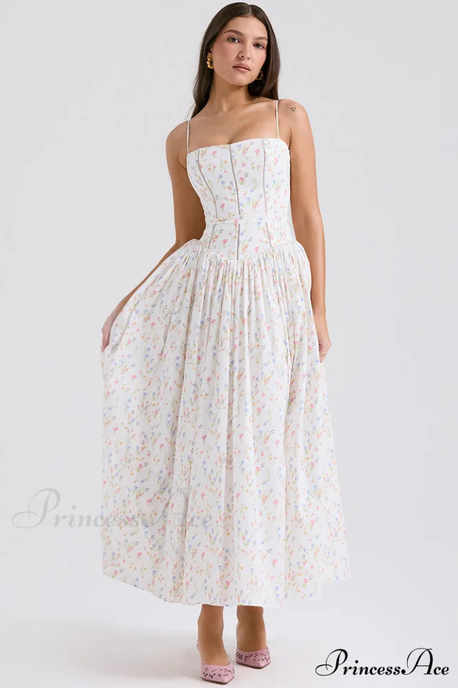Isabella White Stylish Cotton Sundress - Image 8