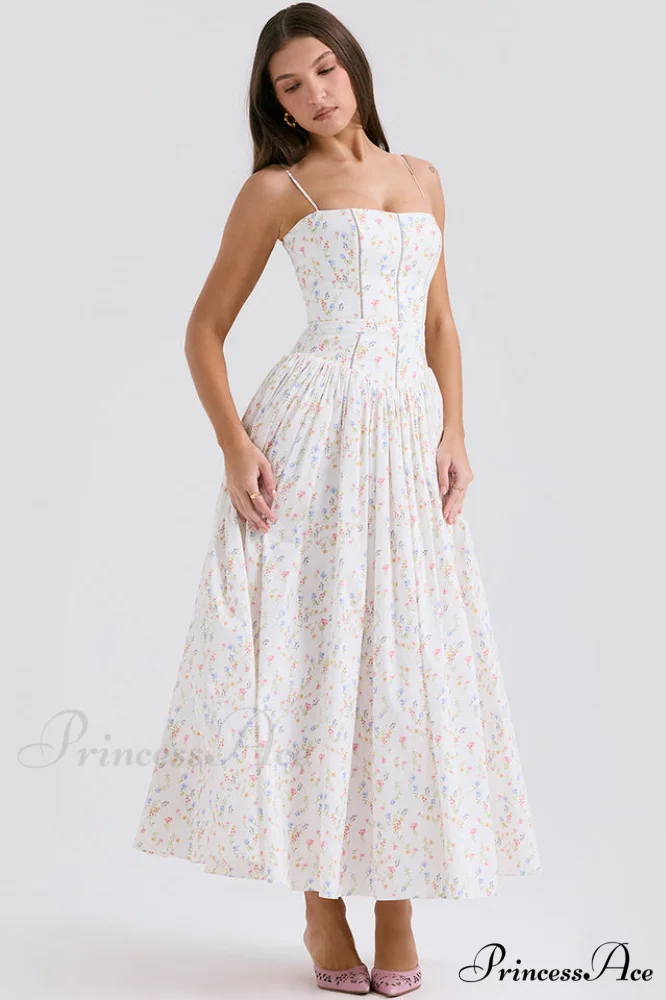 Isabella White Stylish Cotton Sundress - Image 9