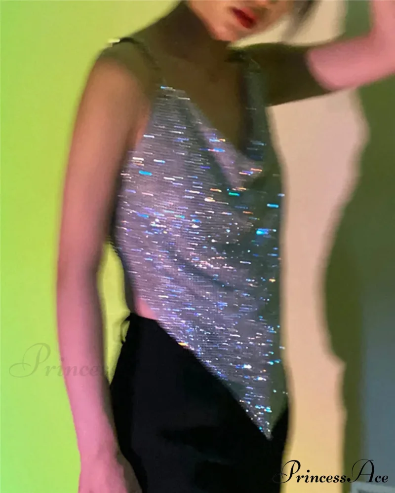 Rhinestone Grid Fishnet Party Dress - Image 3
