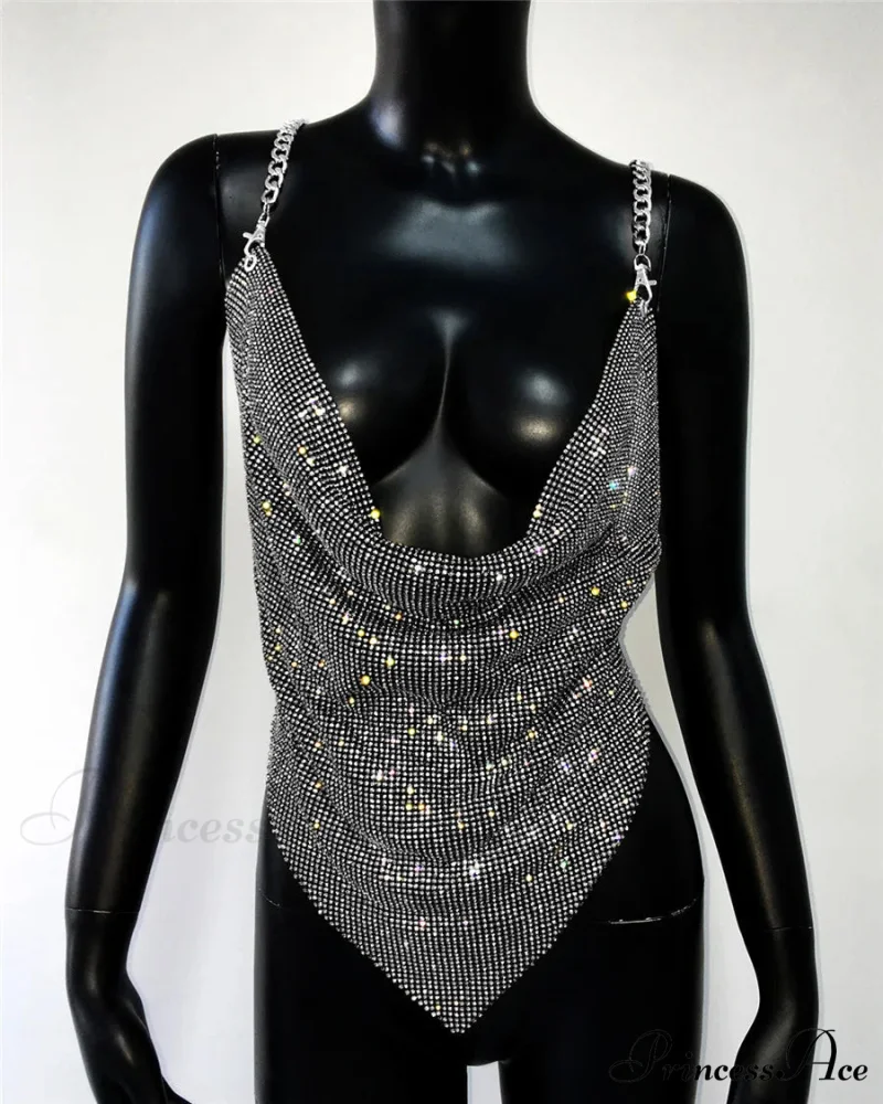 Rhinestone Grid Fishnet Party Dress - Image 4