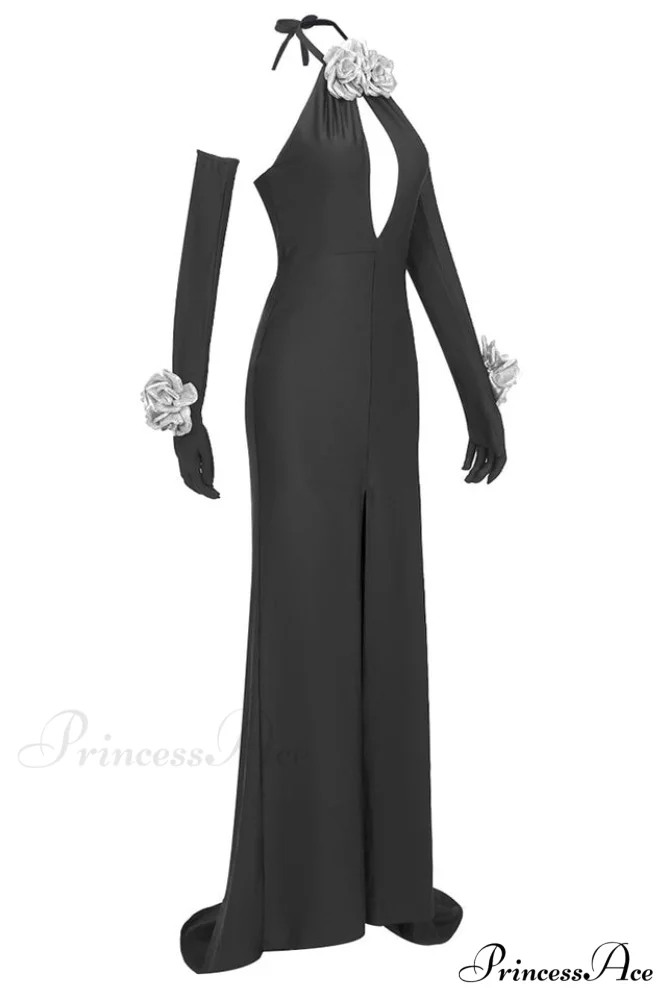 Afaf Halter Flower Charming Detail Maxi Dress - Image 12