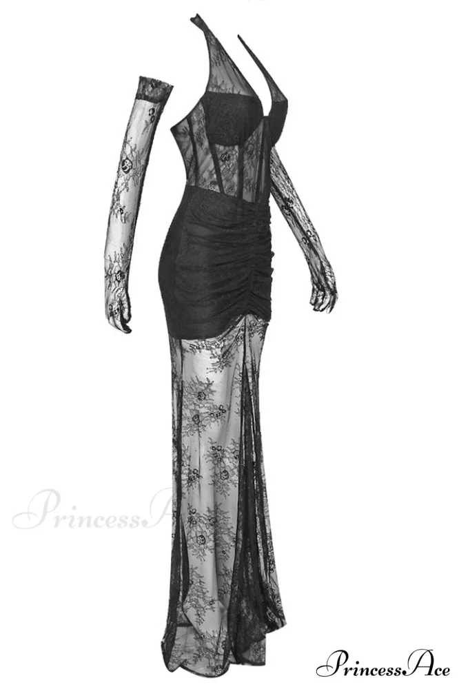 Elsa Halterneck Stylish See-through Maxi Dress - Image 16