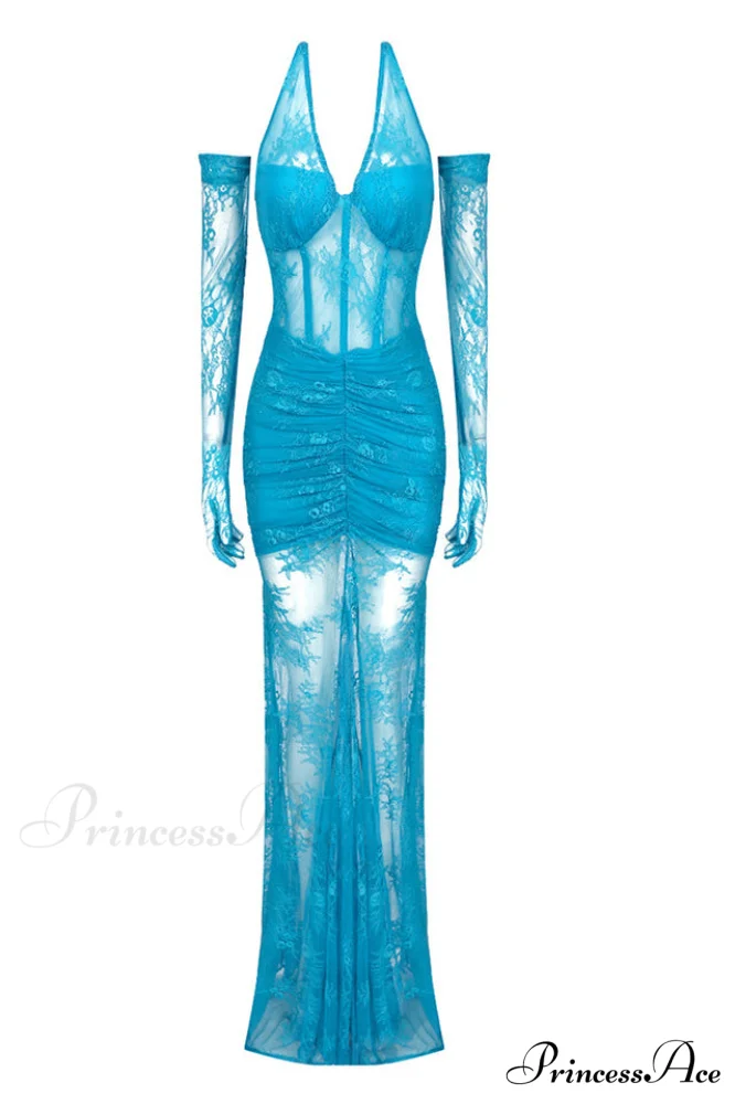 Elsa Halterneck Stylish See-through Maxi Dress - Image 19