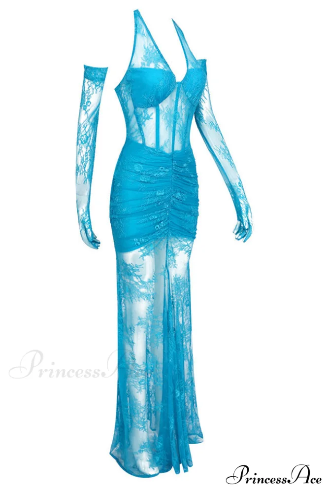 Elsa Halterneck Stylish See-through Maxi Dress - Image 20