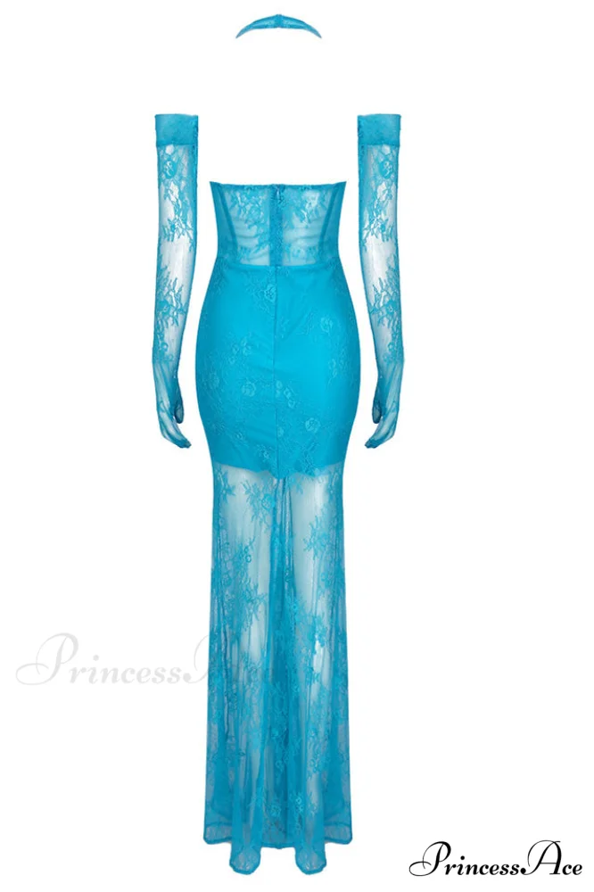Elsa Halterneck Stylish See-through Maxi Dress - Image 21