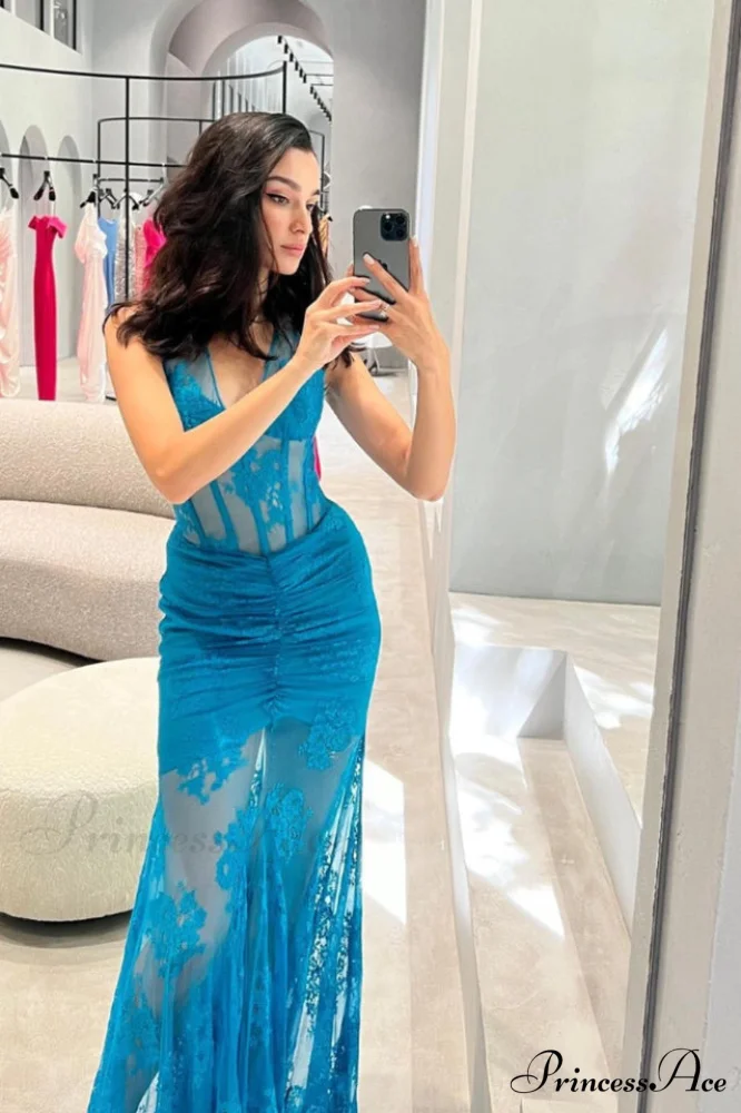 Elsa Halterneck Stylish See-through Maxi Dress - Image 4