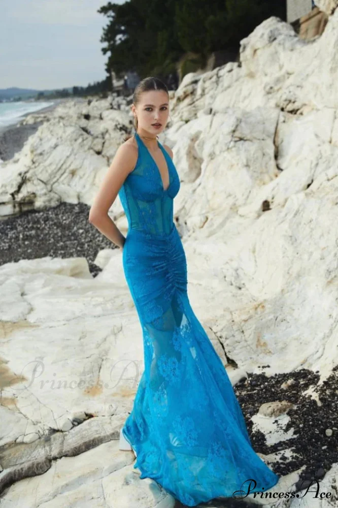 Elsa Halterneck Stylish See-through Maxi Dress - Image 9