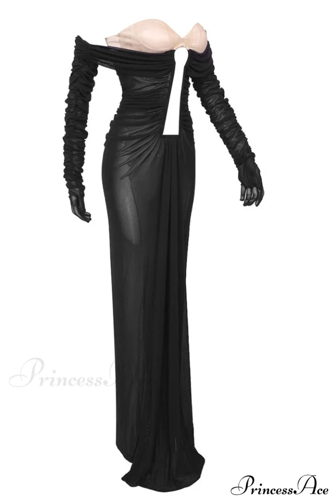 Afanen Bustier Stylish Ruched Mesh Dress - Image 14