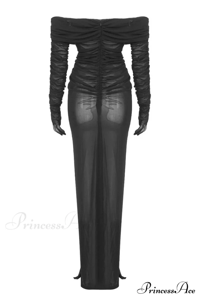 Afanen Bustier Stylish Ruched Mesh Dress - Image 15