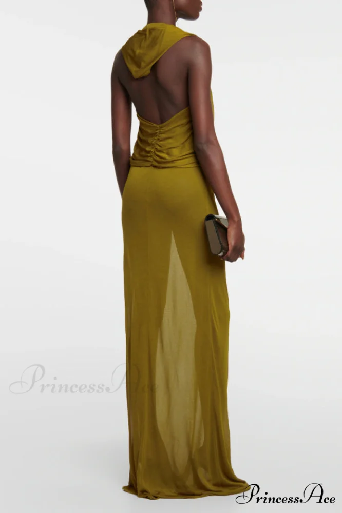 Carleigh Ruche Maxi Charming Dress With Headscarf - Image 10