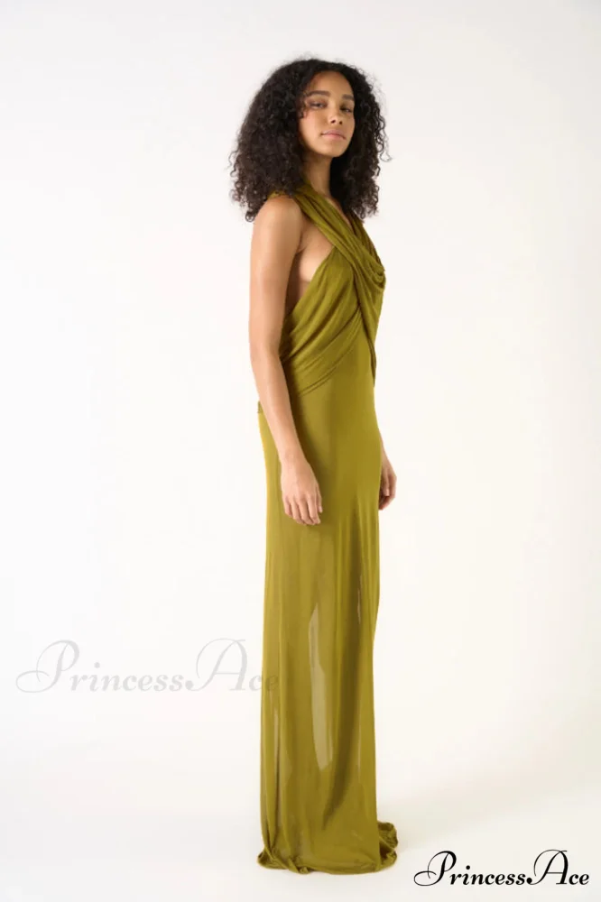 Carleigh Ruche Maxi Charming Dress With Headscarf - Image 12