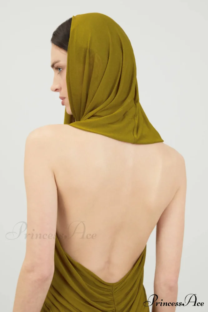 Carleigh Ruche Maxi Charming Dress With Headscarf - Image 14