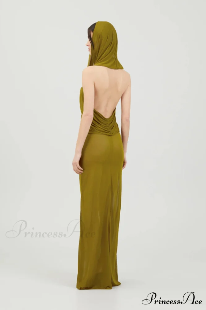 Carleigh Ruche Maxi Charming Dress With Headscarf - Image 15