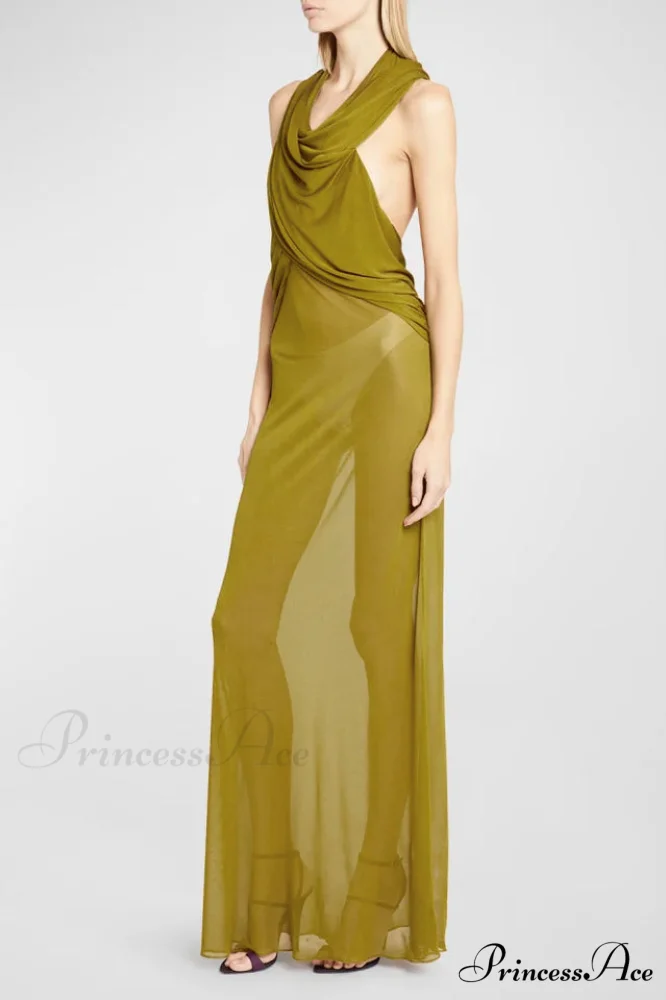 Carleigh Ruche Maxi Charming Dress With Headscarf - Image 17