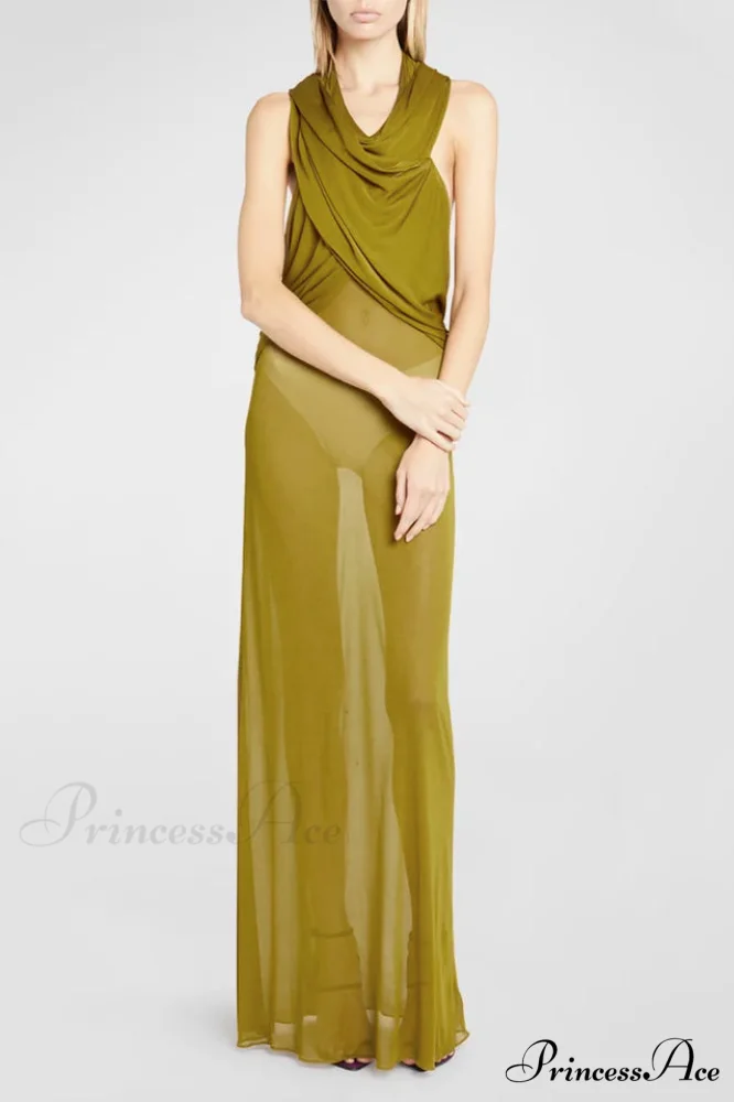 Carleigh Ruche Maxi Charming Dress With Headscarf - Image 18