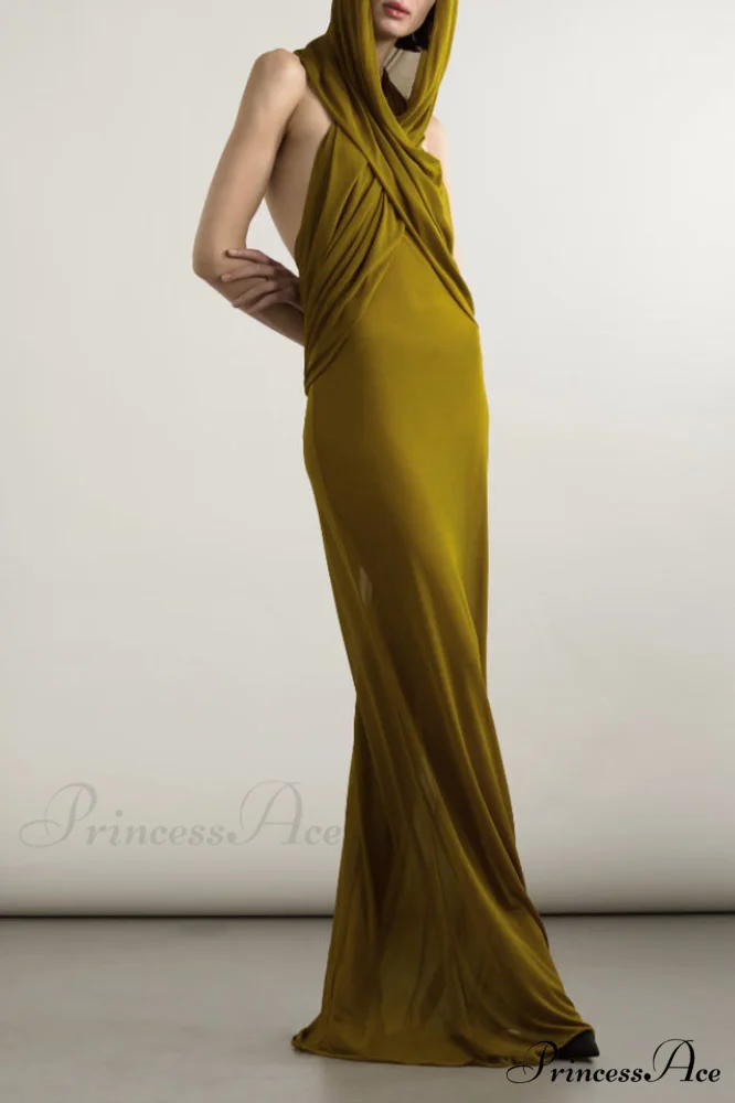 Carleigh Ruche Maxi Charming Dress With Headscarf - Image 19