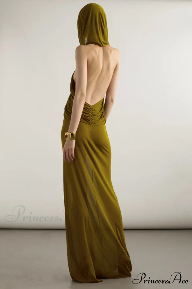 Carleigh Ruche Maxi Charming Dress With Headscarf - Image 20