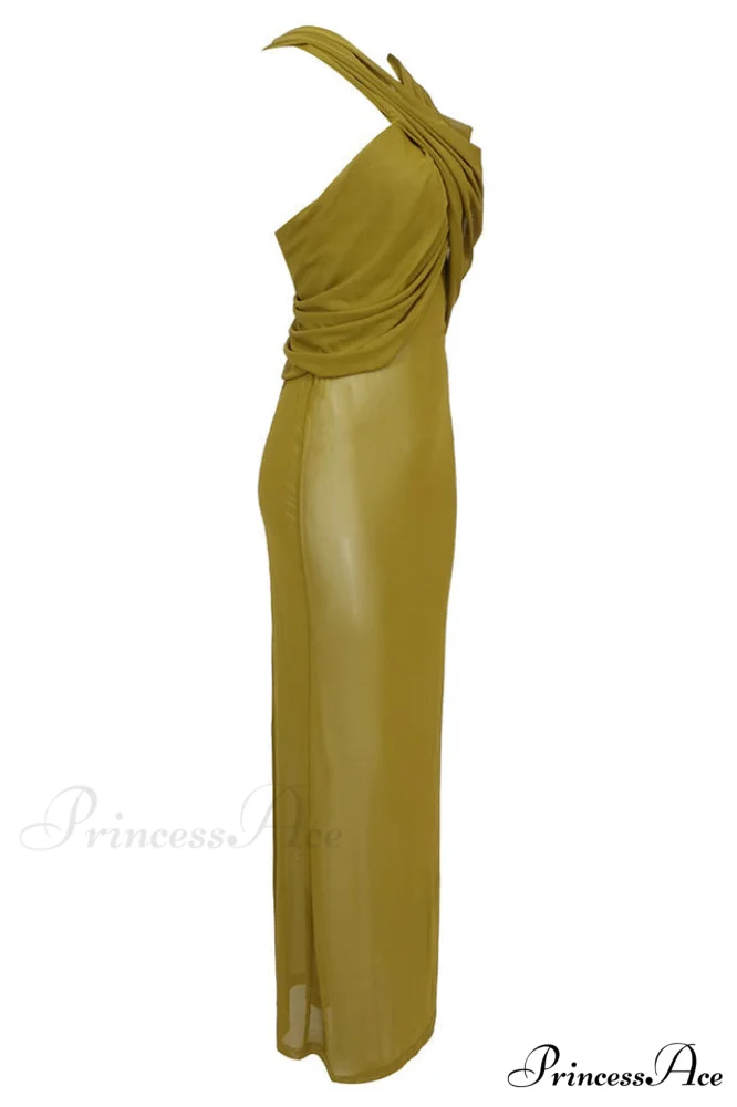Carleigh Ruche Maxi Charming Dress With Headscarf - Image 27