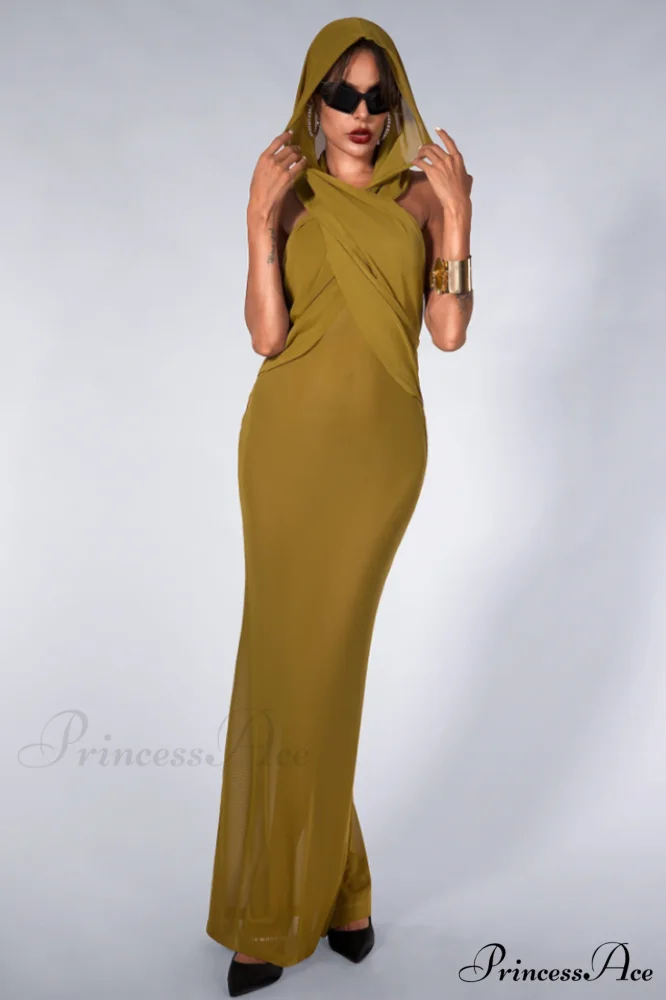 Carleigh Ruche Maxi Charming Dress With Headscarf - Image 3