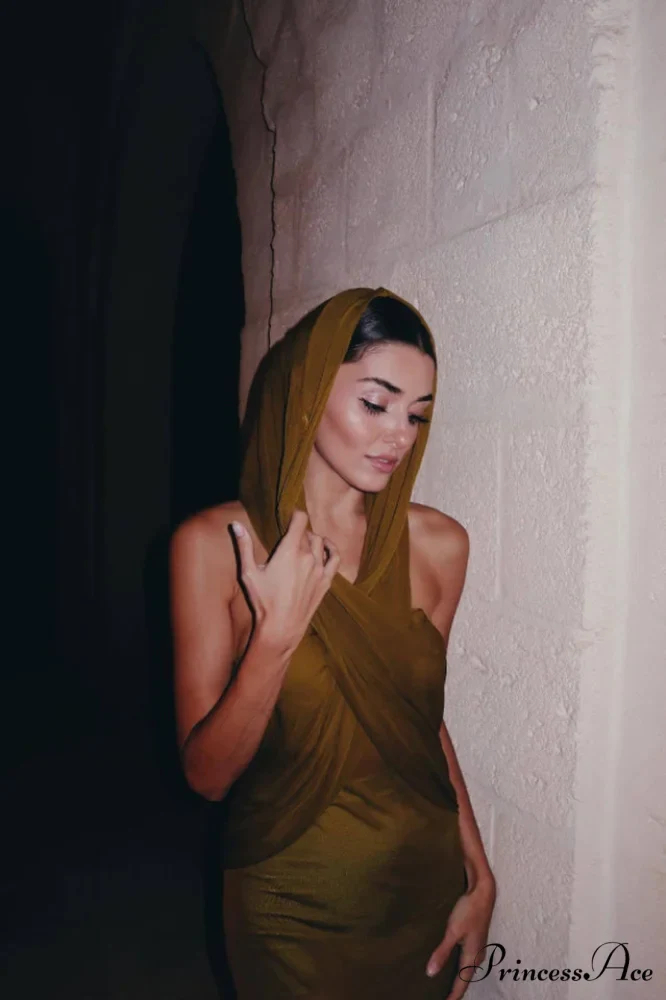 Carleigh Ruche Maxi Charming Dress With Headscarf - Image 6