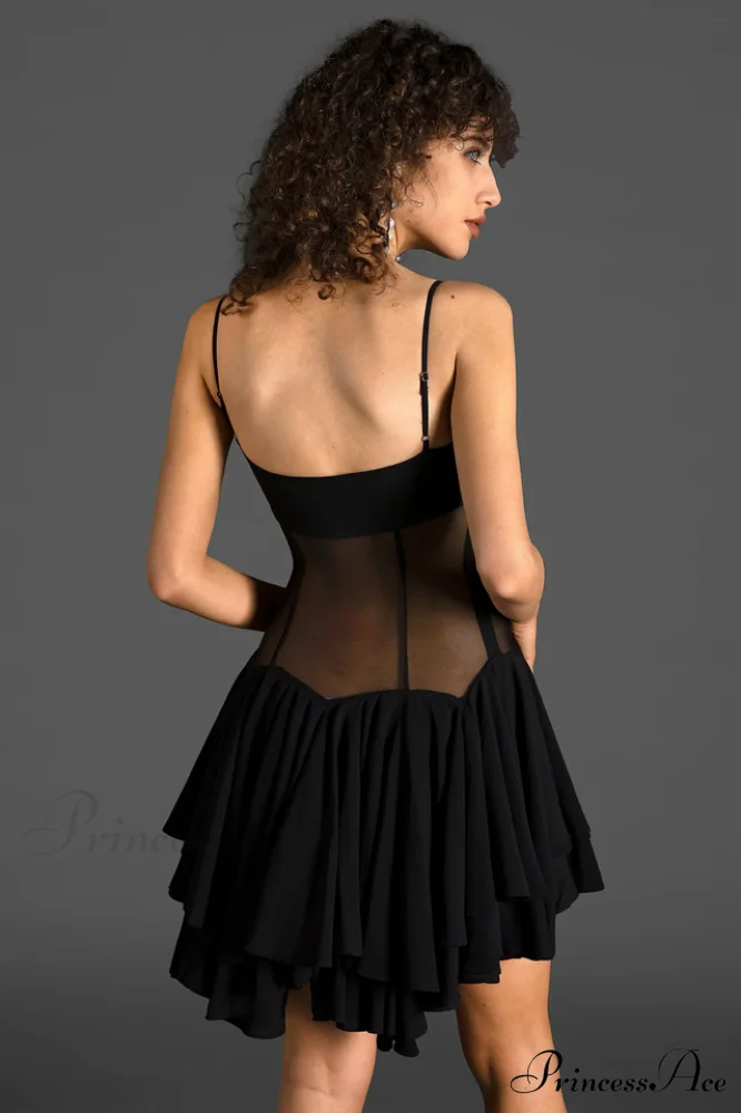 Ganili Spaghetti Sheer Charming Ruffle Mini Dress - Image 10