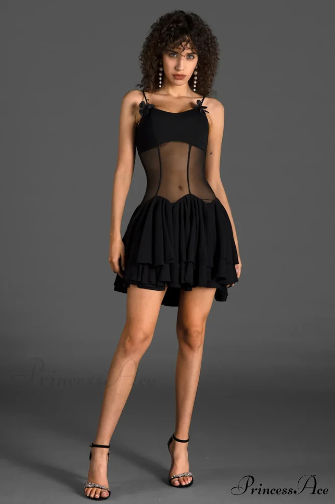 Ganili Spaghetti Sheer Charming Ruffle Mini Dress - Image 11
