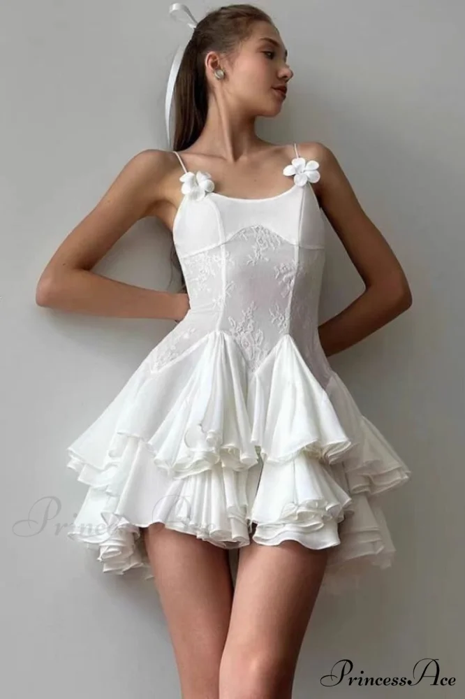Ganili Spaghetti Sheer Charming Ruffle Mini Dress - Image 6