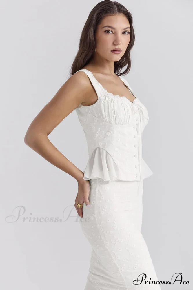 Jean Embroidery Stylish Ruffle Top - Image 4