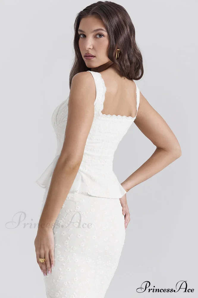 Jean Embroidery Stylish Ruffle Top - Image 5