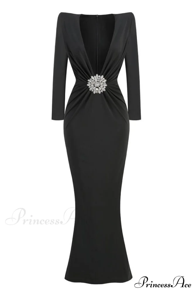 Cutout Crepe Stylish V-Neck Dress - Image 2