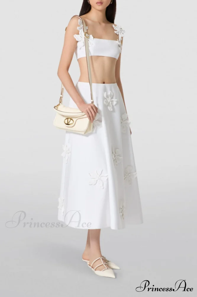Floral Appliqu鑼?Crop Charming Top & Skirt Set - Image 2