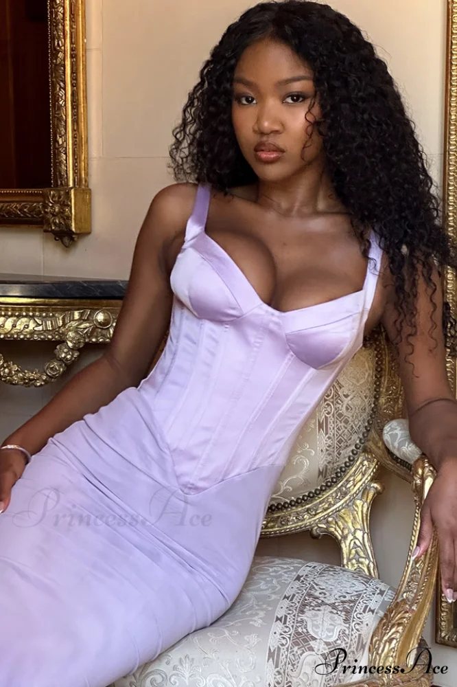 Breeze Orchid Satin Charming Corset Maxi Dress - Image 2