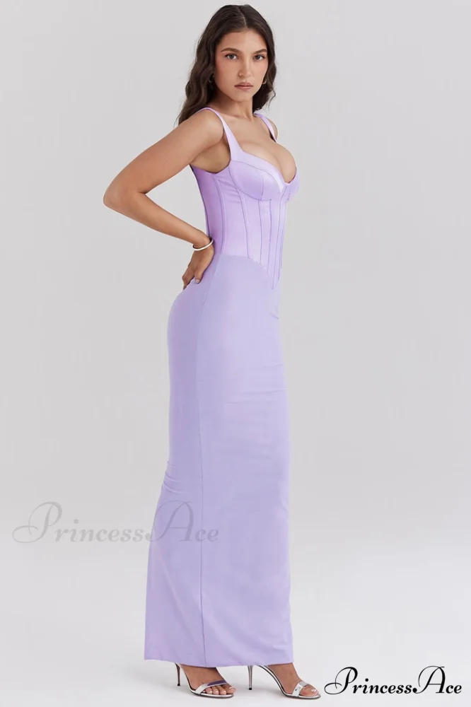 Breeze Orchid Satin Charming Corset Maxi Dress - Image 3