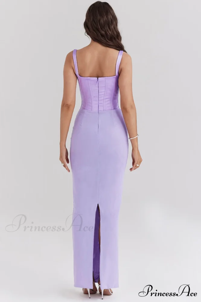 Breeze Orchid Satin Charming Corset Maxi Dress - Image 5